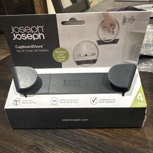 NEW Joseph Joseph Cupboard Store - Set of 4 Pan Lid Holders - Dark Grey Plastic